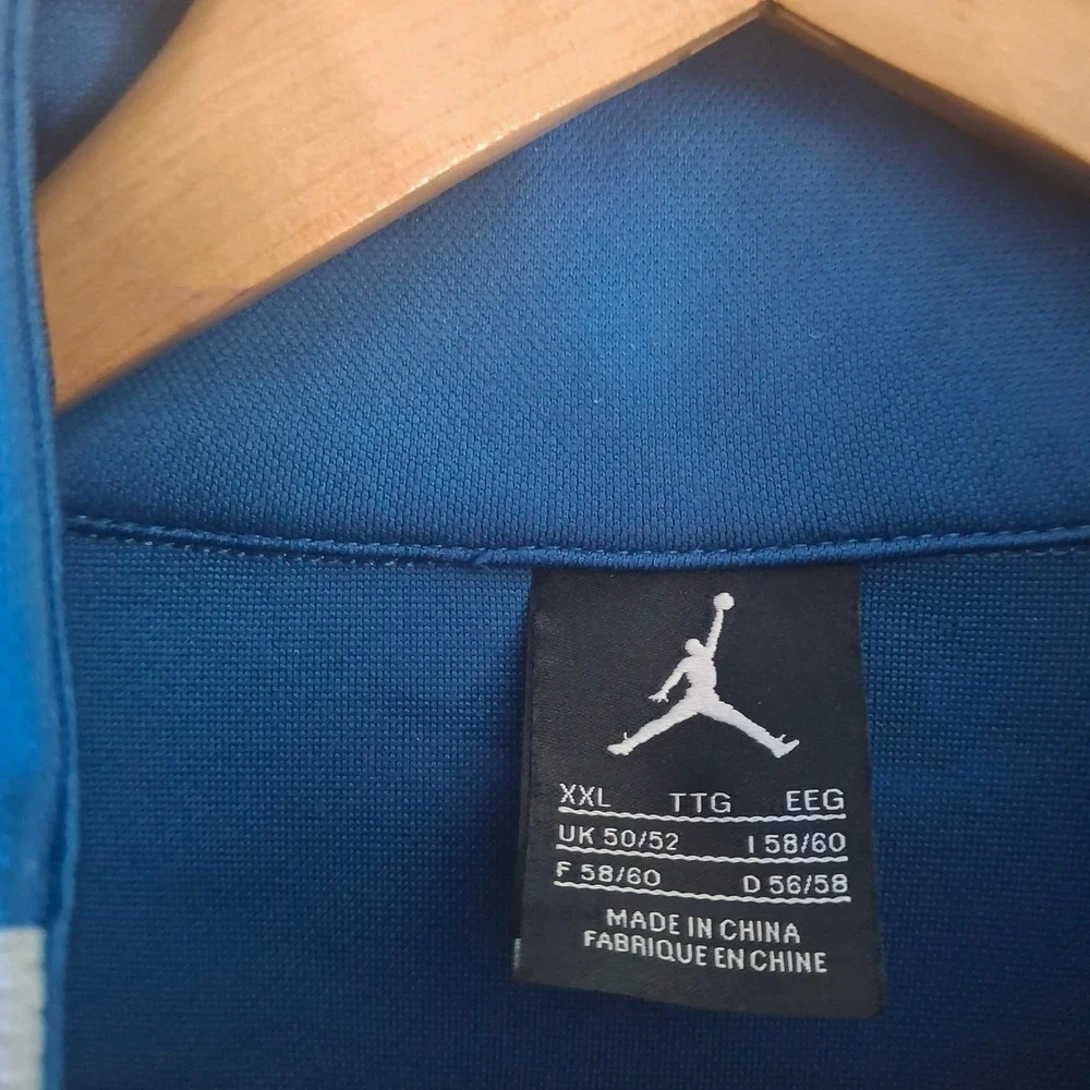 Jordan Mens Full Zip Track Jacket Gray Blue Red Spellout Jumpman XXL Mesh Coat